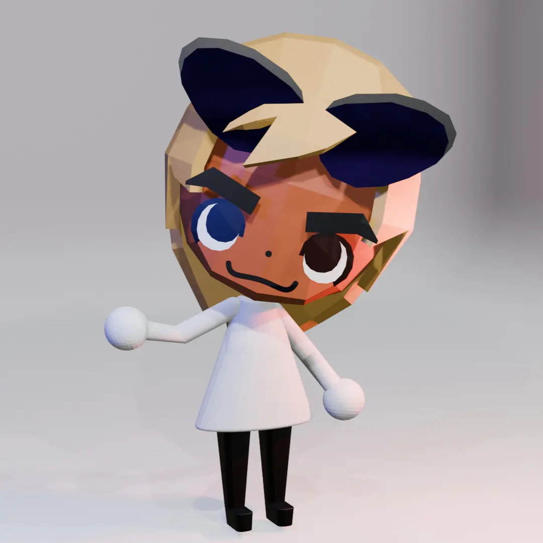 Modelo 3D de MII de la WII saludando, Blender