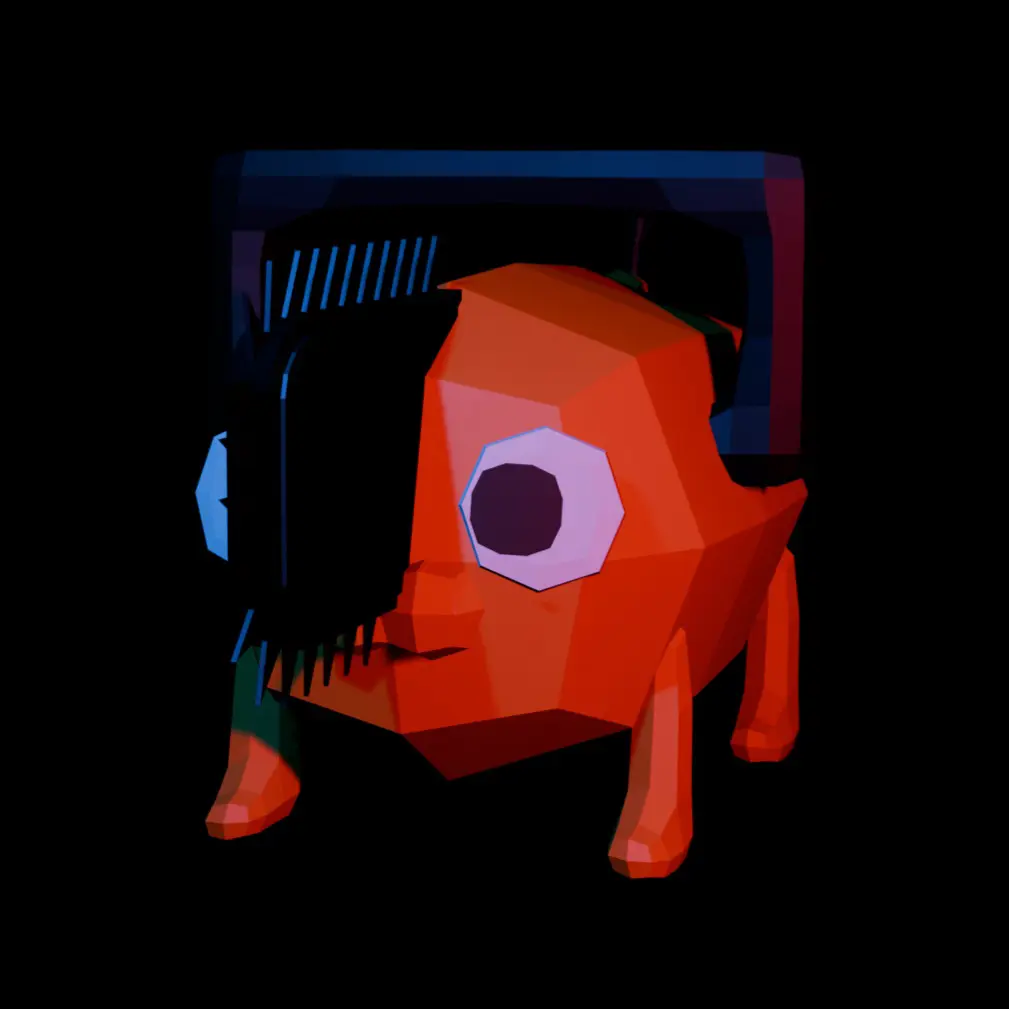 Modelo 3D del personaje perro pochita del anime manga chainsaw man