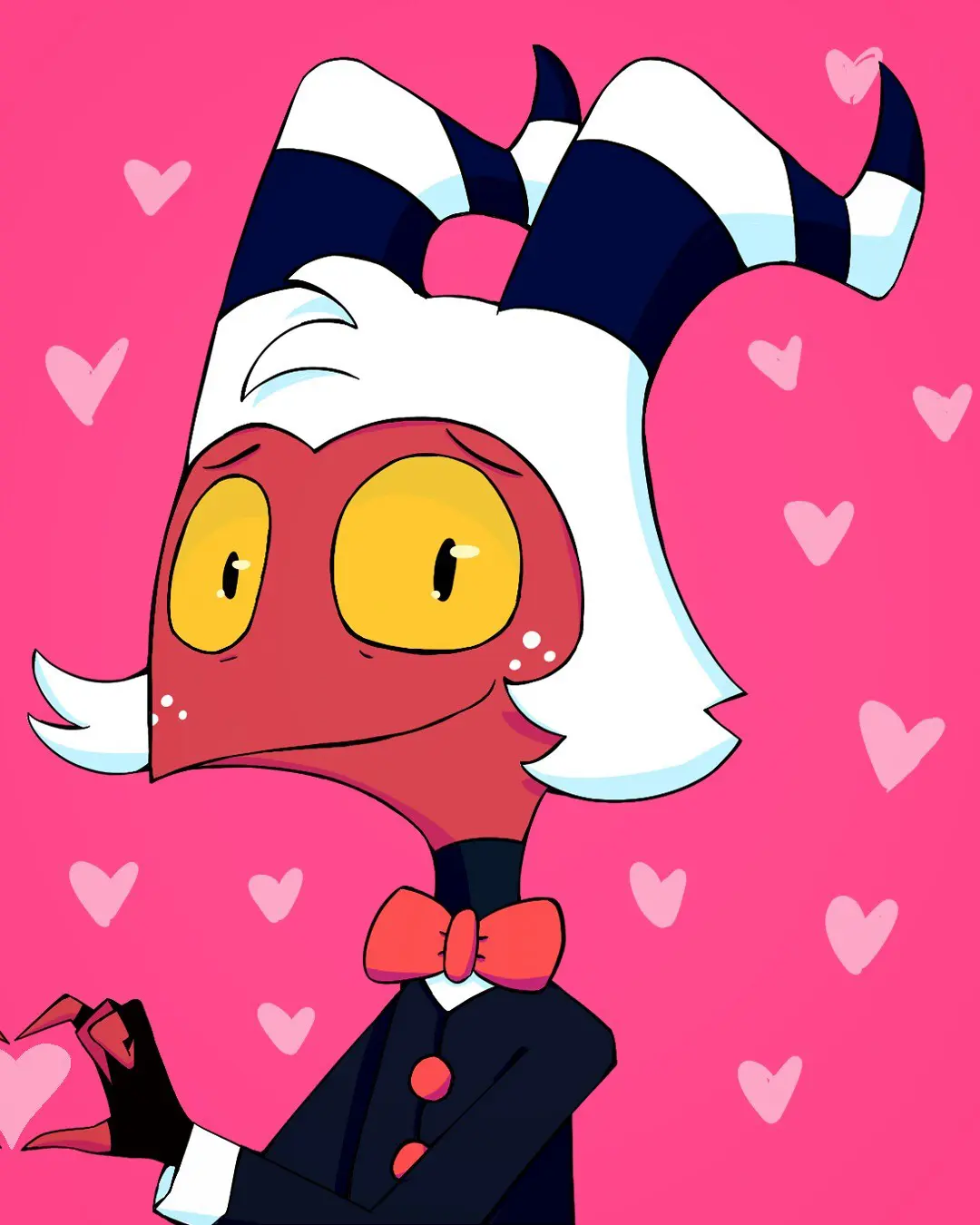Moxxie de Helluva Boss haciendo el corazon